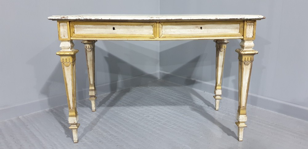 French Painted Two Drawer Side Table  View V