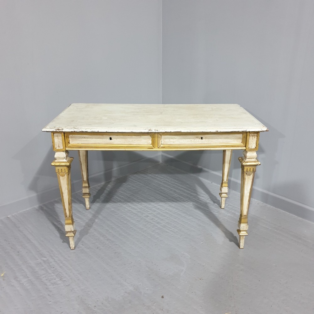 French Painted Two Drawer Side Table 