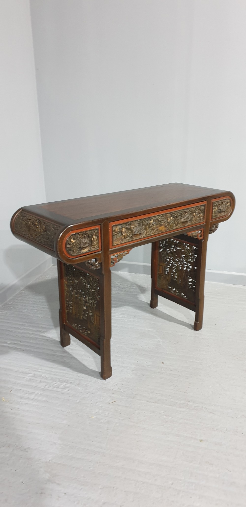 A superb Oriental Carved Alter or Console Table View IX