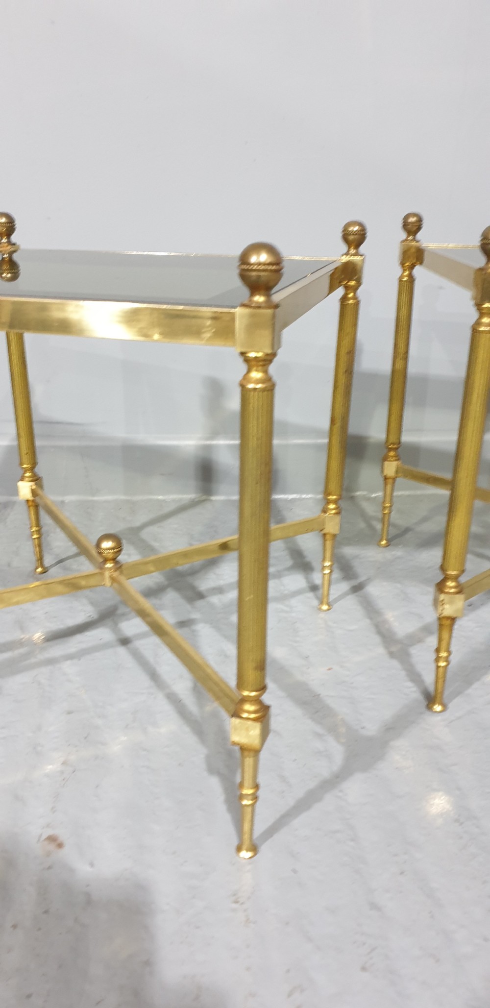 Pair French Brass Side Tables View III