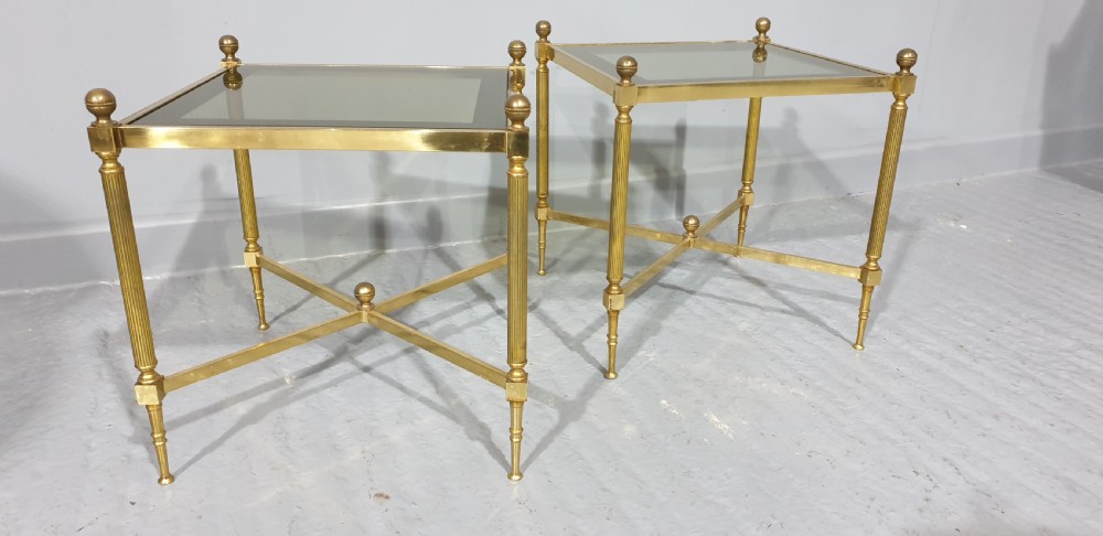 Pair French Brass Side Tables View V
