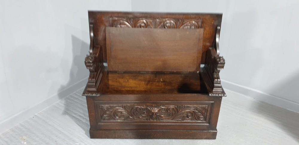 Superb Oak Green Man Monks Bench View VII