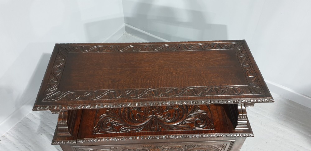 Superb Oak Green Man Monks Bench View IX