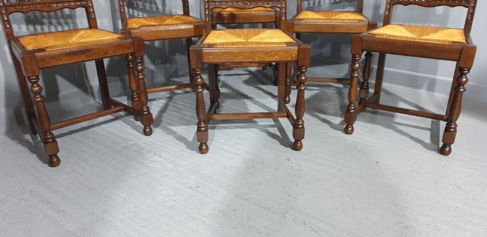 Super Set of Six Oak Dining Chairs View II