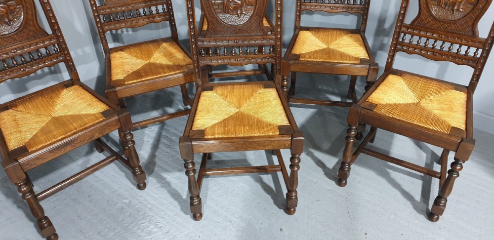 Super Set of Six Oak Dining Chairs View III