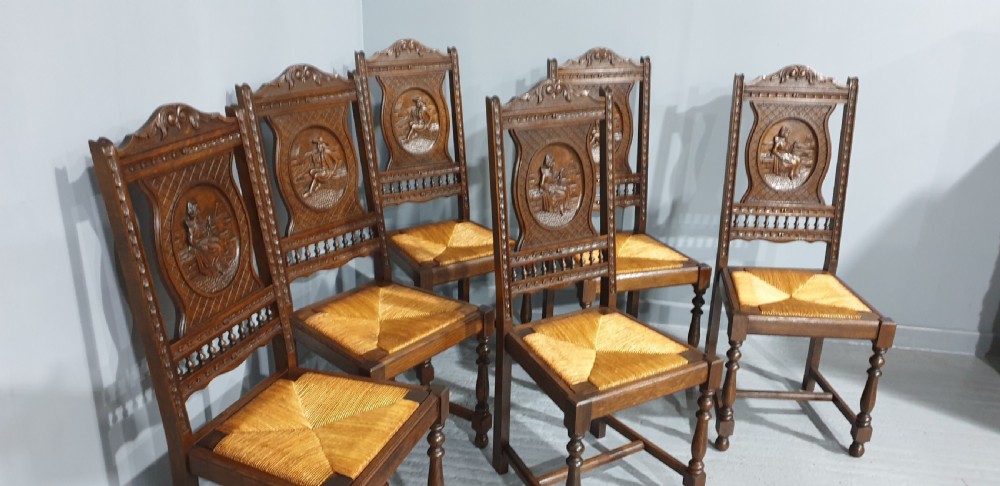 Super Set of Six Oak Dining Chairs View IX