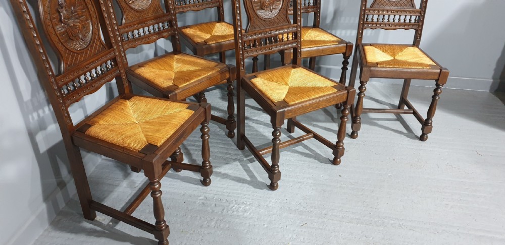 Super Set of Six Oak Dining Chairs View X
