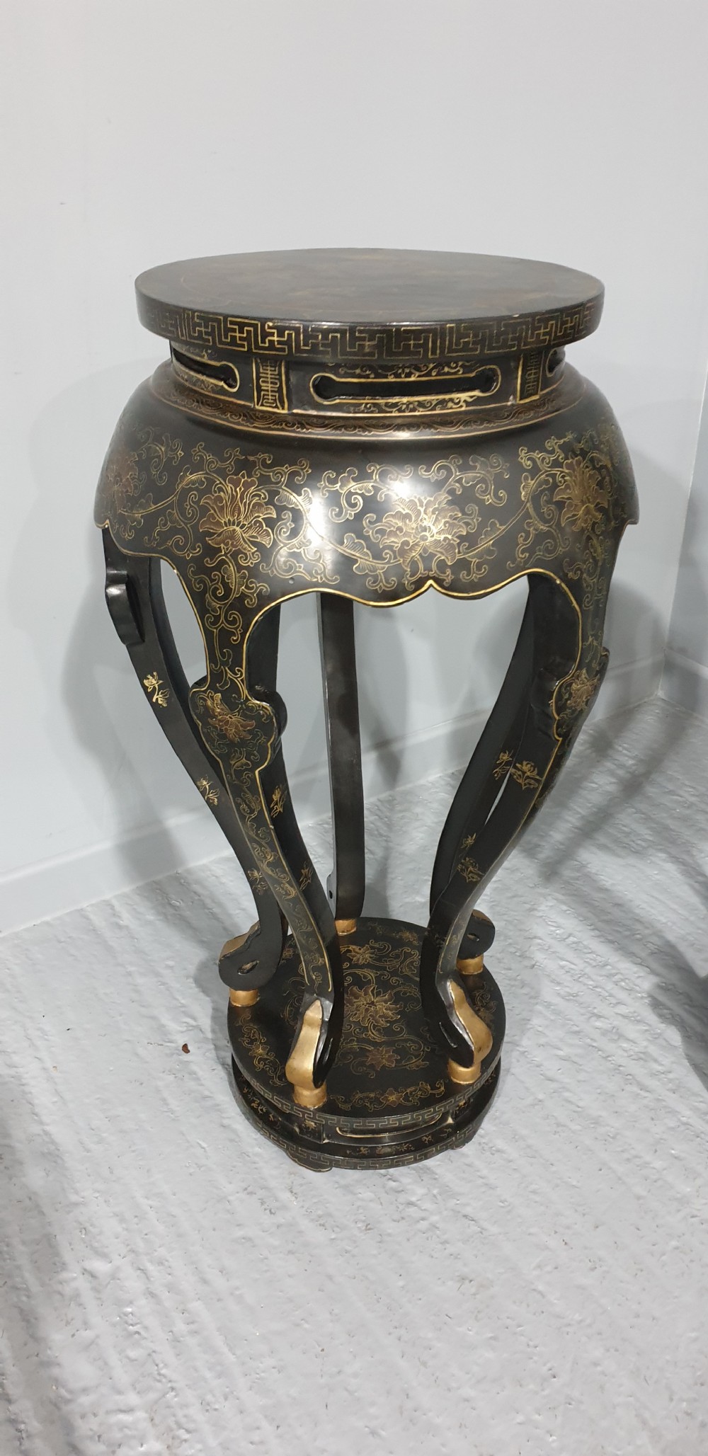 Outstanding Pair Large Oriental Laquered Stands View II