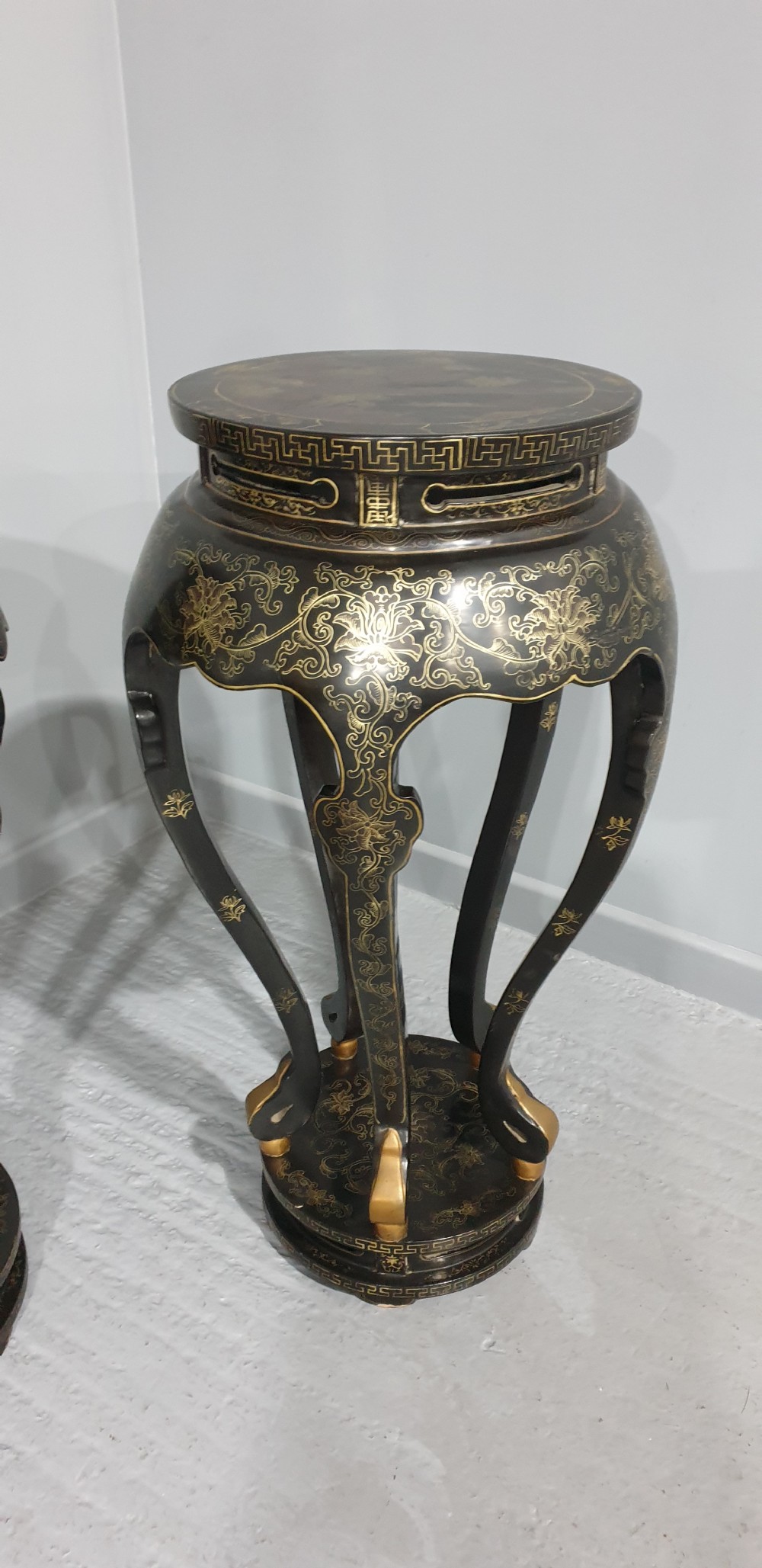 Outstanding Pair Large Oriental Laquered Stands View III