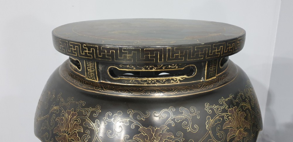 Outstanding Pair Large Oriental Laquered Stands View V