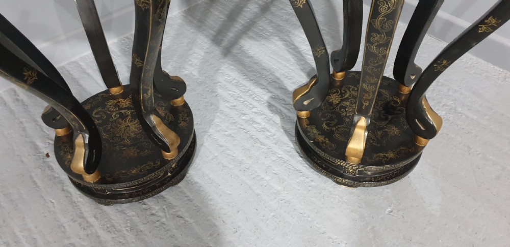 Outstanding Pair Large Oriental Laquered Stands View X