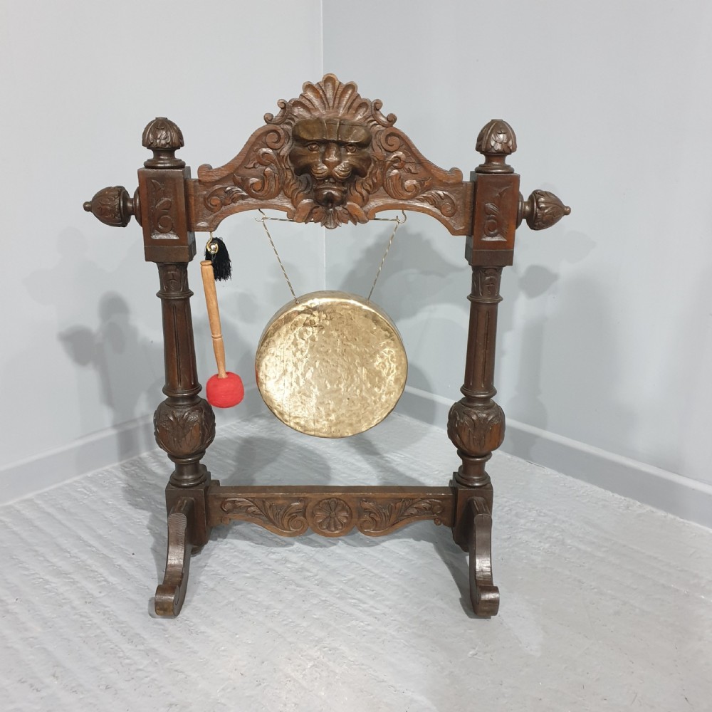 Oak Floor Standing Green Man Dinner Gong