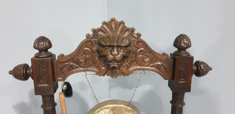 Oak Floor Standing Green Man Dinner Gong View III