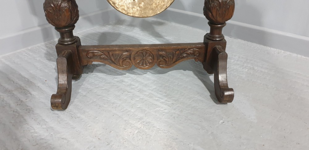 Oak Floor Standing Green Man Dinner Gong View IV