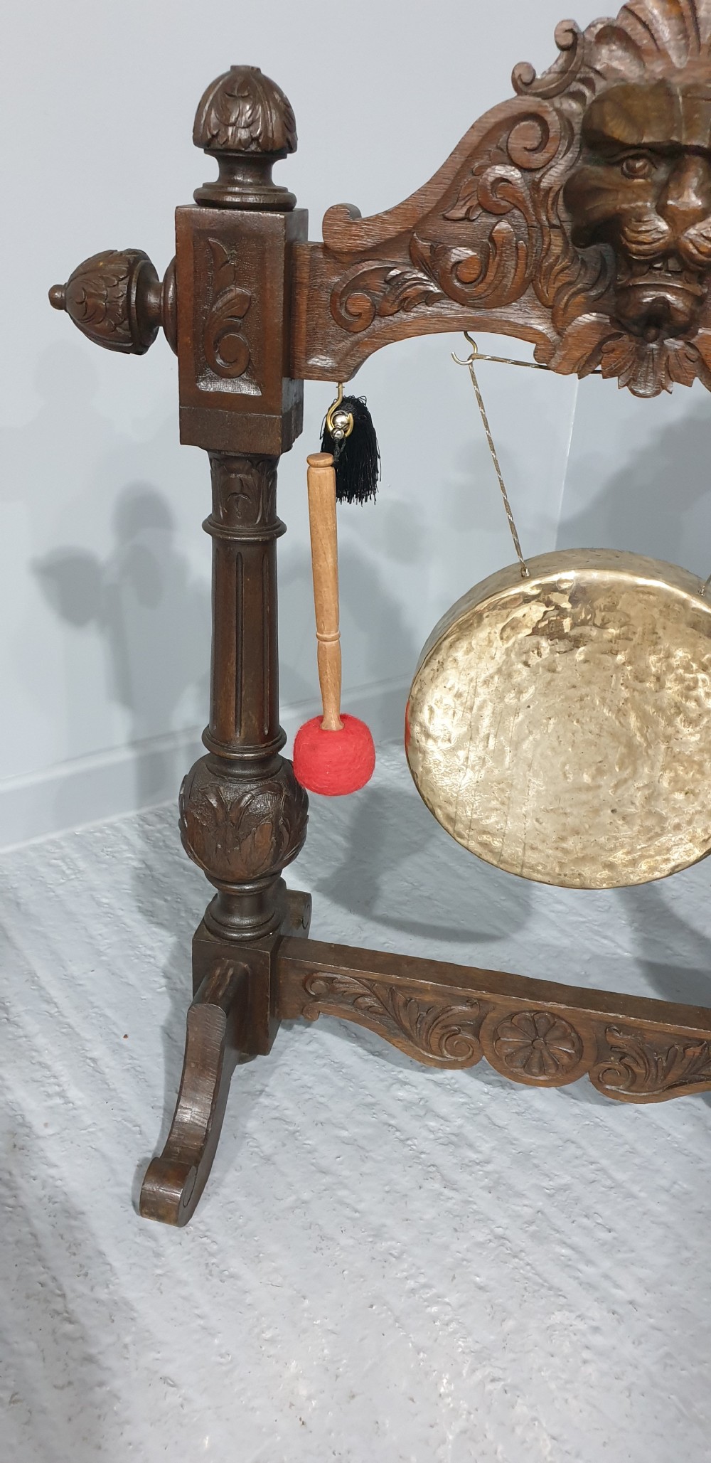 Oak Floor Standing Green Man Dinner Gong View V
