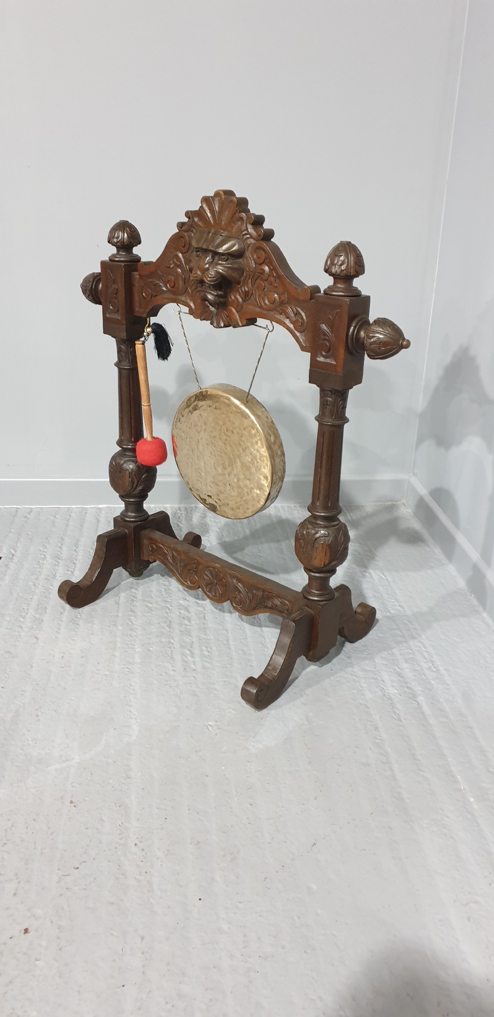 Oak Floor Standing Green Man Dinner Gong View VII