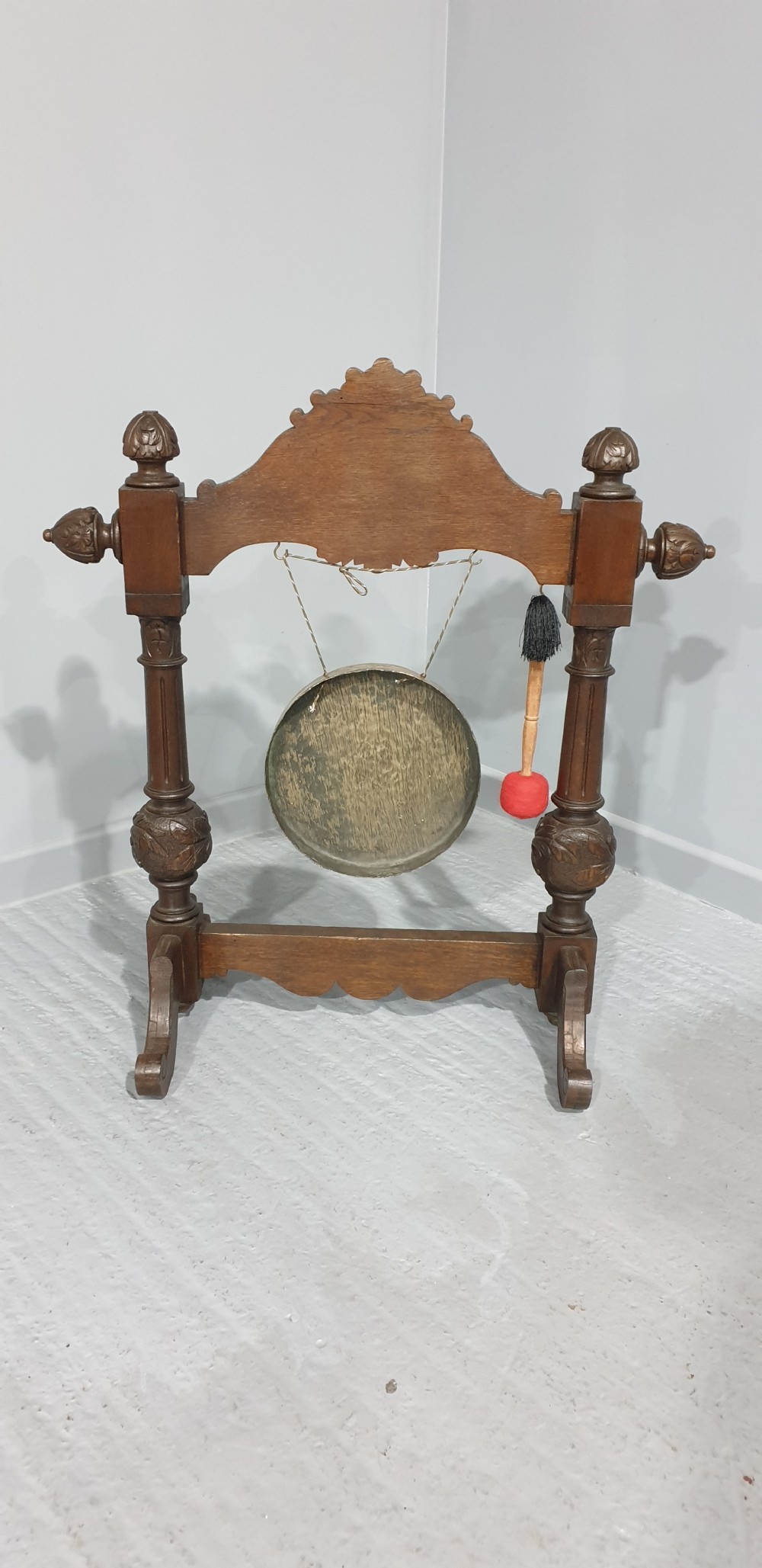 Oak Floor Standing Green Man Dinner Gong View VIII