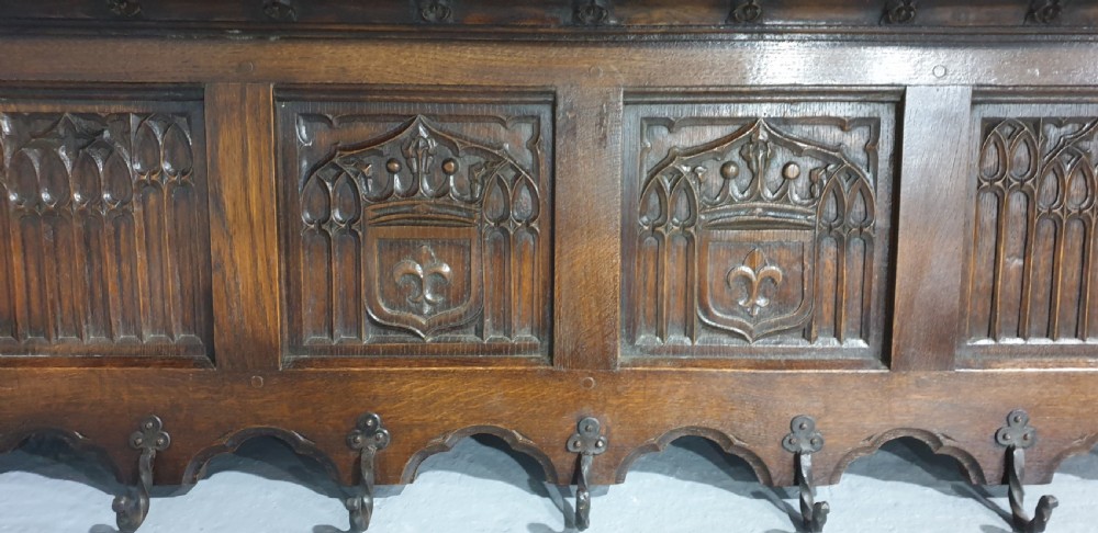 Carved Oak Coat Rack View III