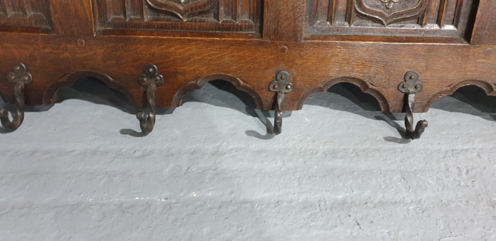 Carved Oak Coat Rack View IV