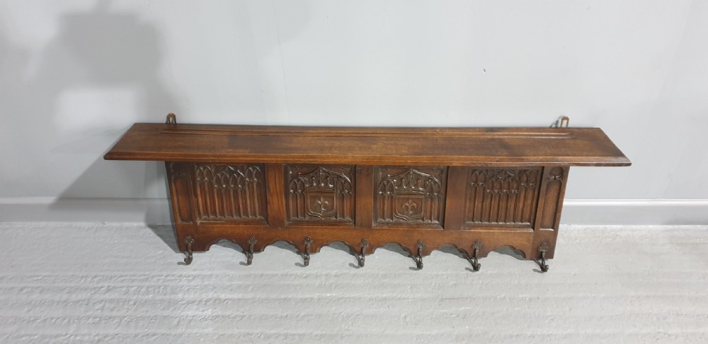 Carved Oak Coat Rack View V