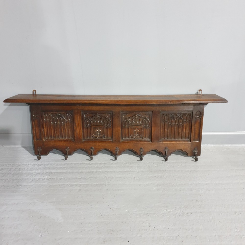 Carved Oak Coat Rack
