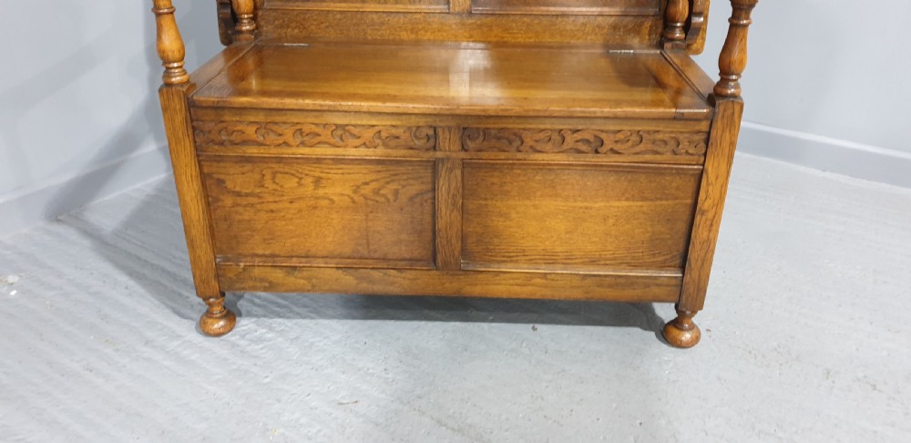 Oak Panelled Monks Bench View V