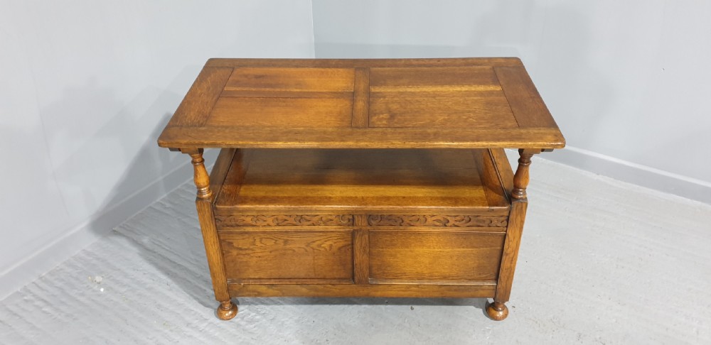 Oak Panelled Monks Bench View VIII