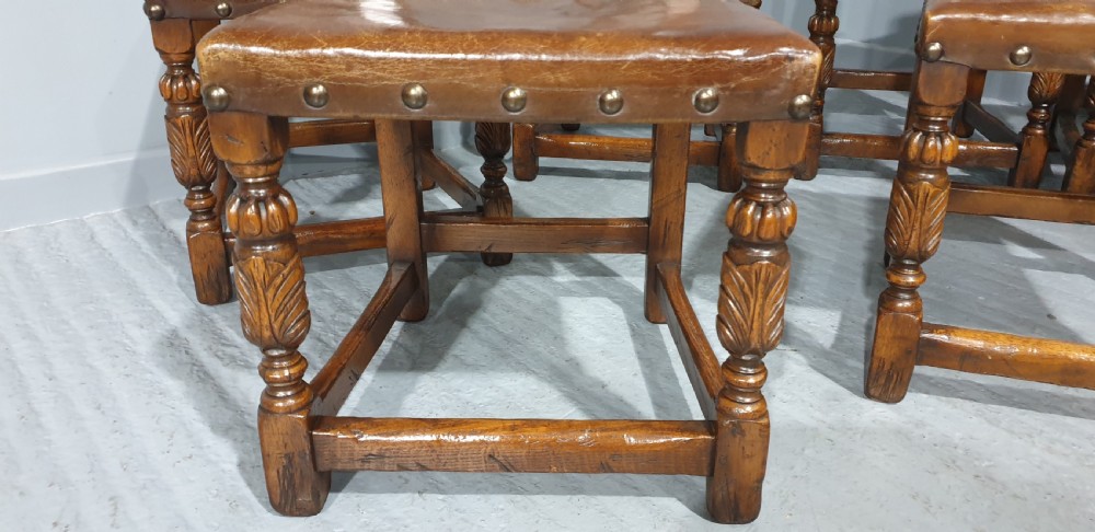 Fine Set of Eight Oak and Leather Dining Chairs View III