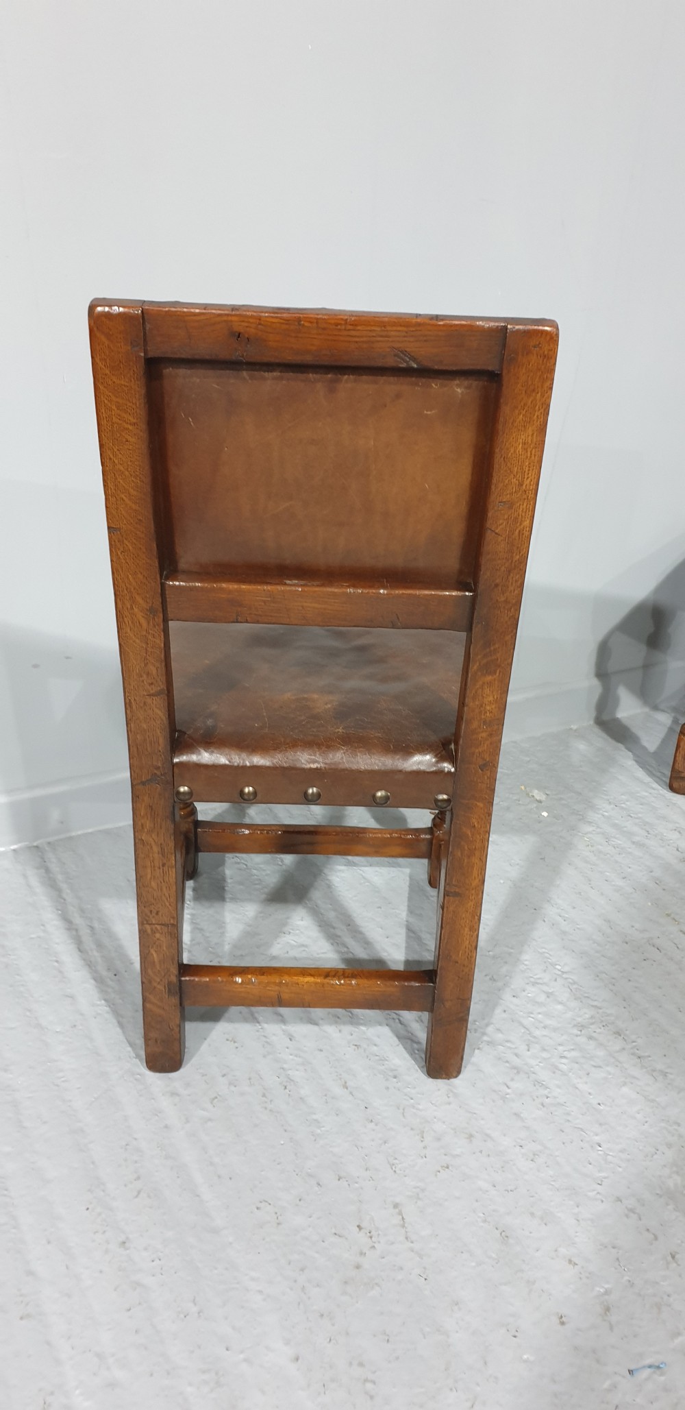 Fine Set of Eight Oak and Leather Dining Chairs View VII