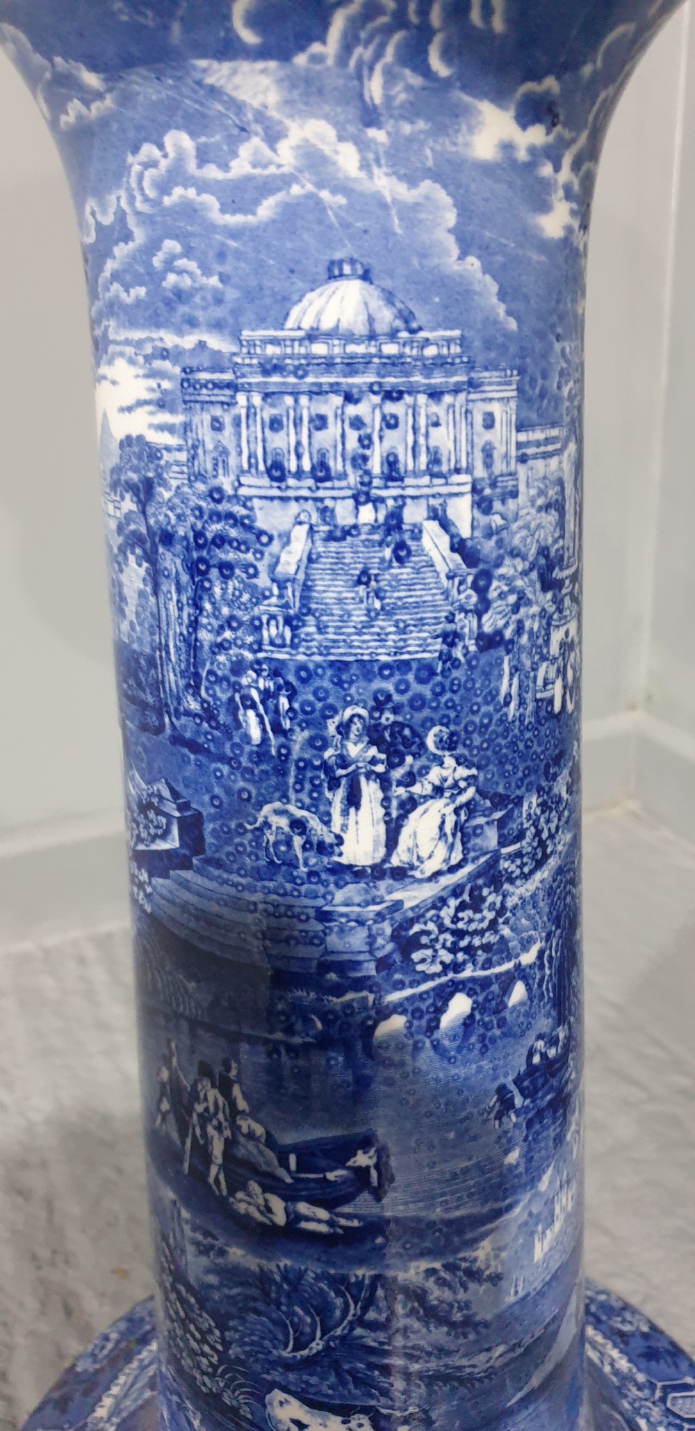 Superb Cauldon Blue and White Jardinere on Stand View VII