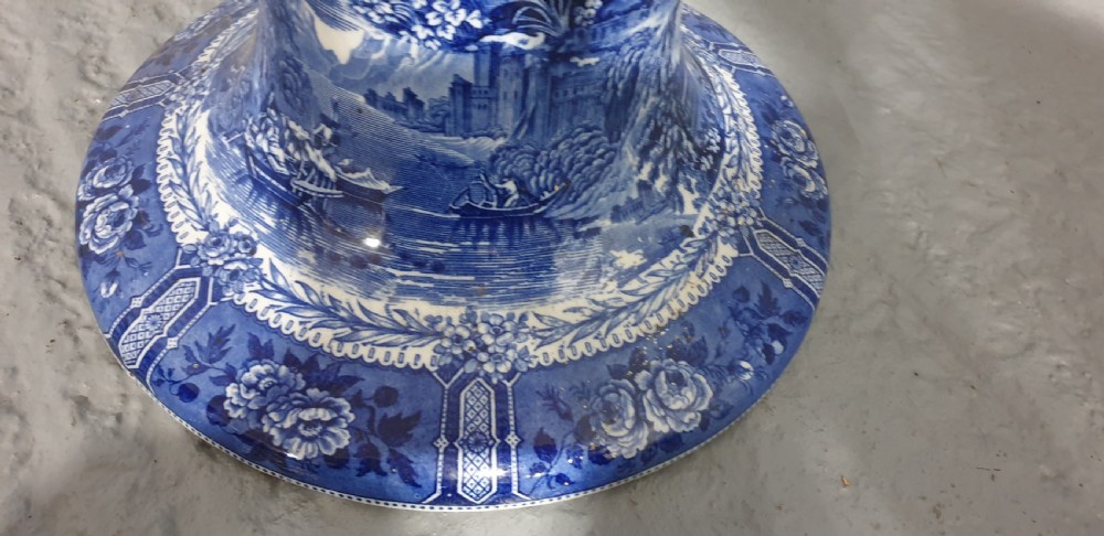 Superb Cauldon Blue and White Jardinere on Stand View VIII