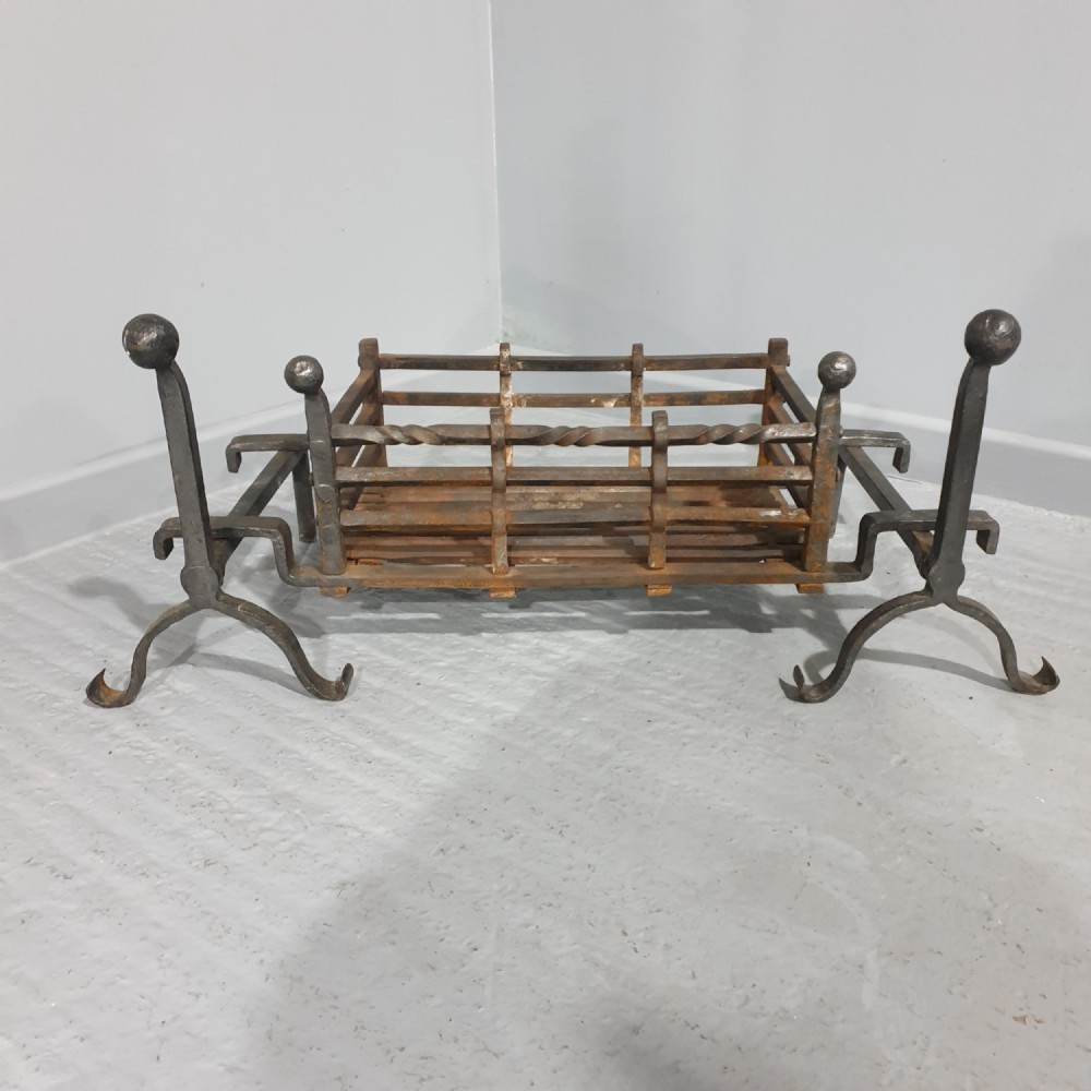 Cast Iron Basket and Fire Dogs