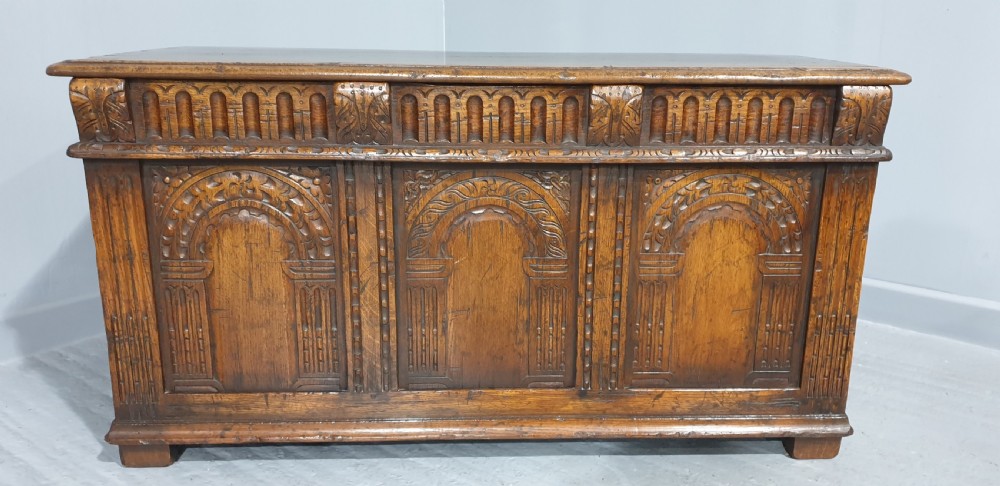 Fabulous Three Panel Oak Coffer View II