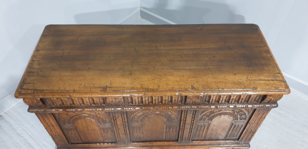 Fabulous Three Panel Oak Coffer View III