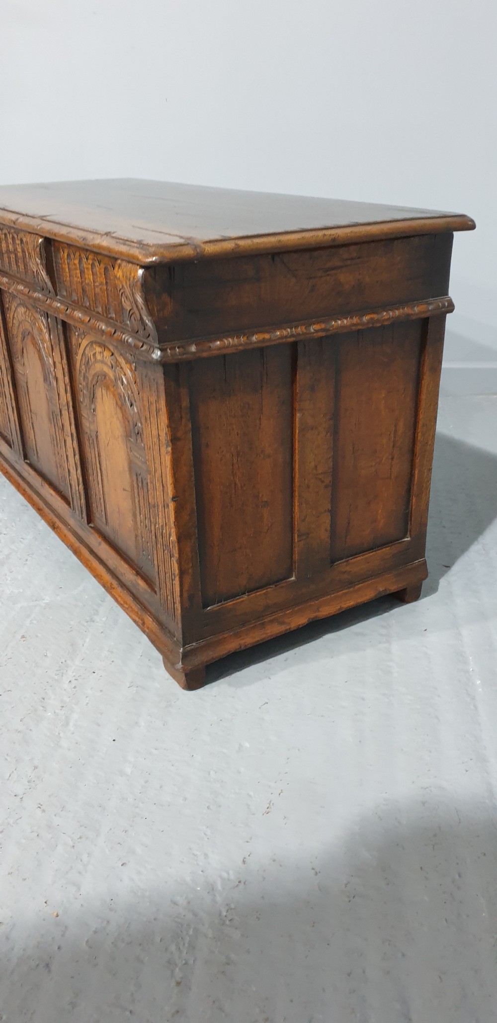Fabulous Three Panel Oak Coffer View IV