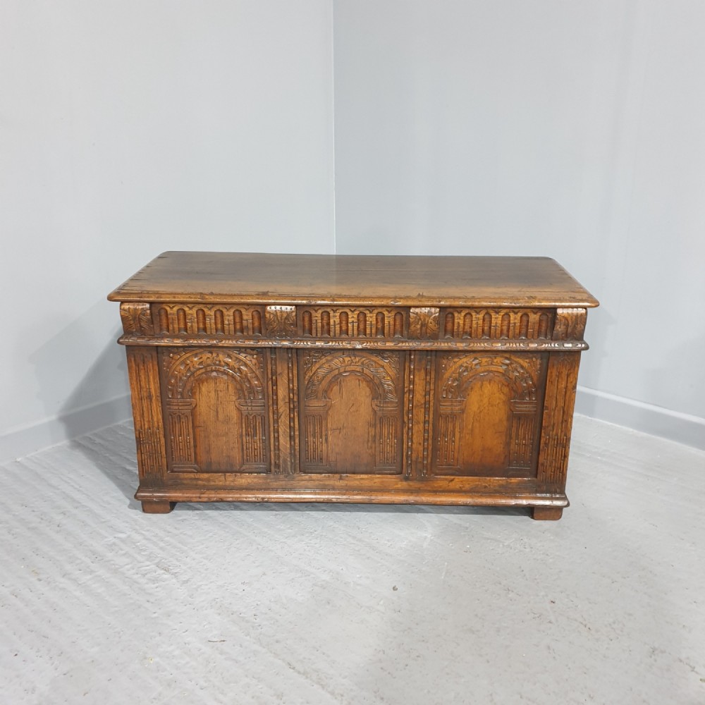 Fabulous Three Panel Oak Coffer