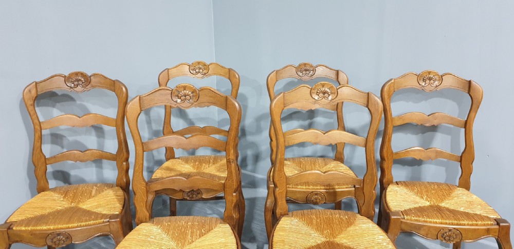 Very Good Set Six French Oak Kitchen Dining Chairs View II