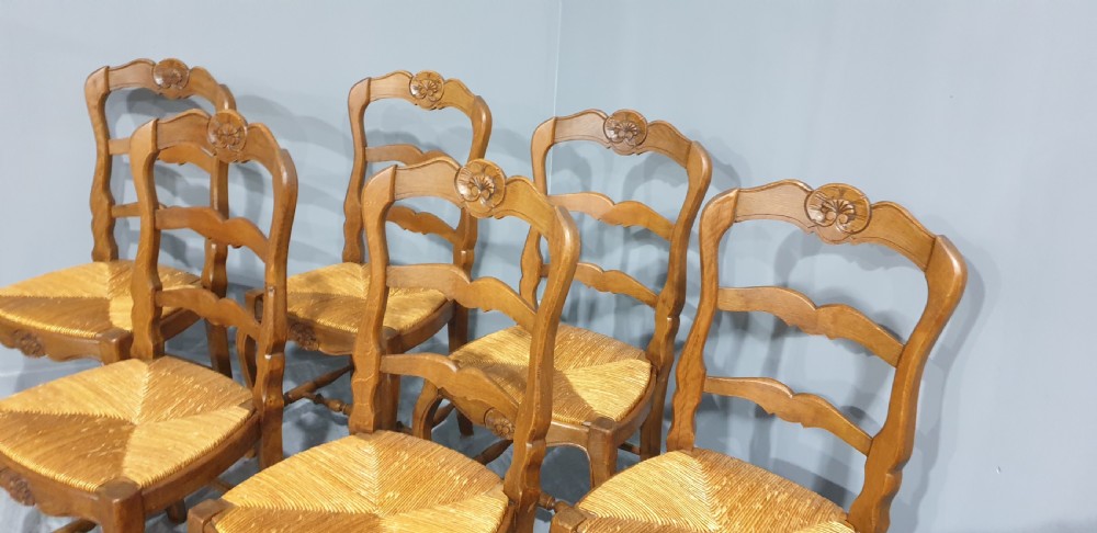 Very Good Set Six French Oak Kitchen Dining Chairs View V