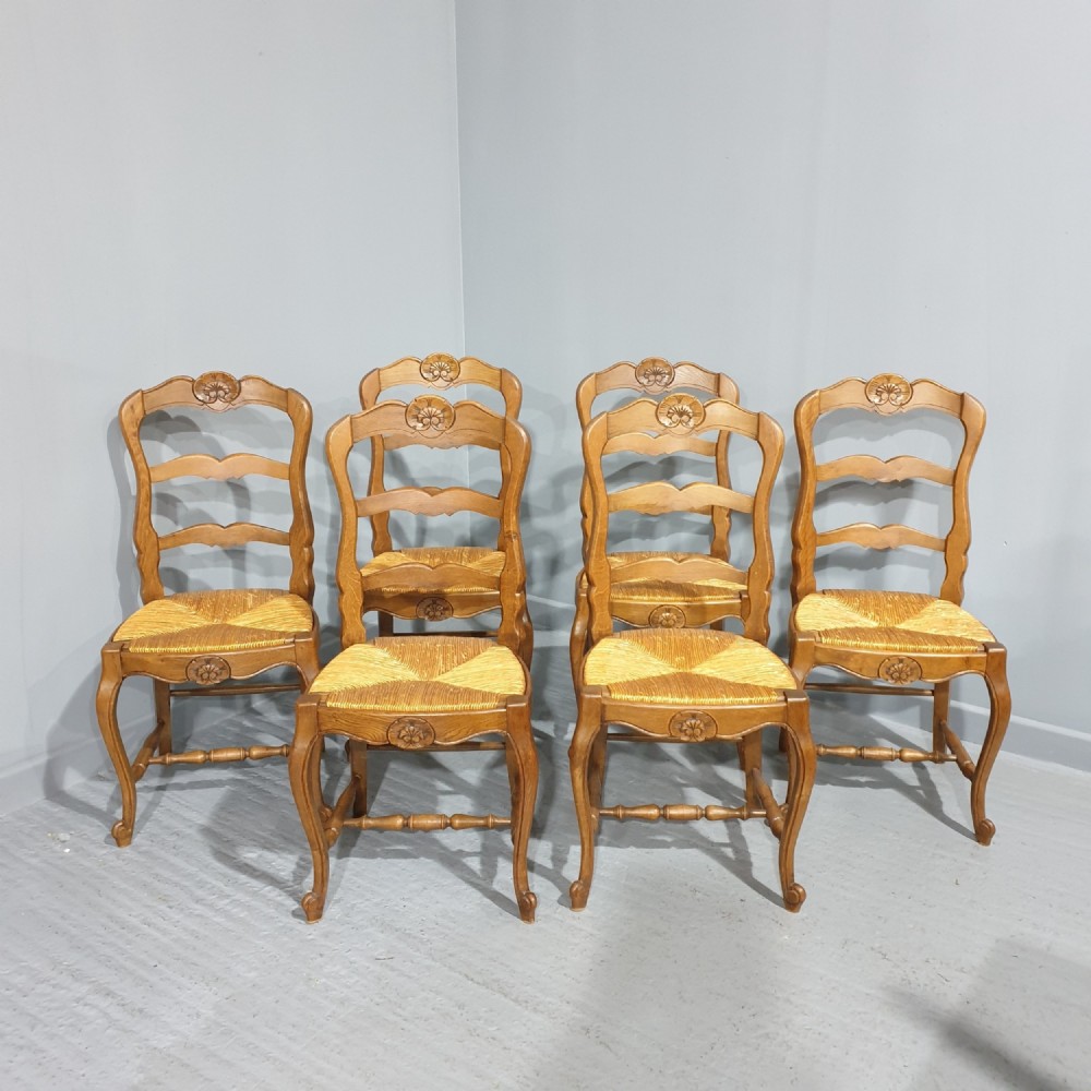 Very Good Set Six French Oak Kitchen Dining Chairs