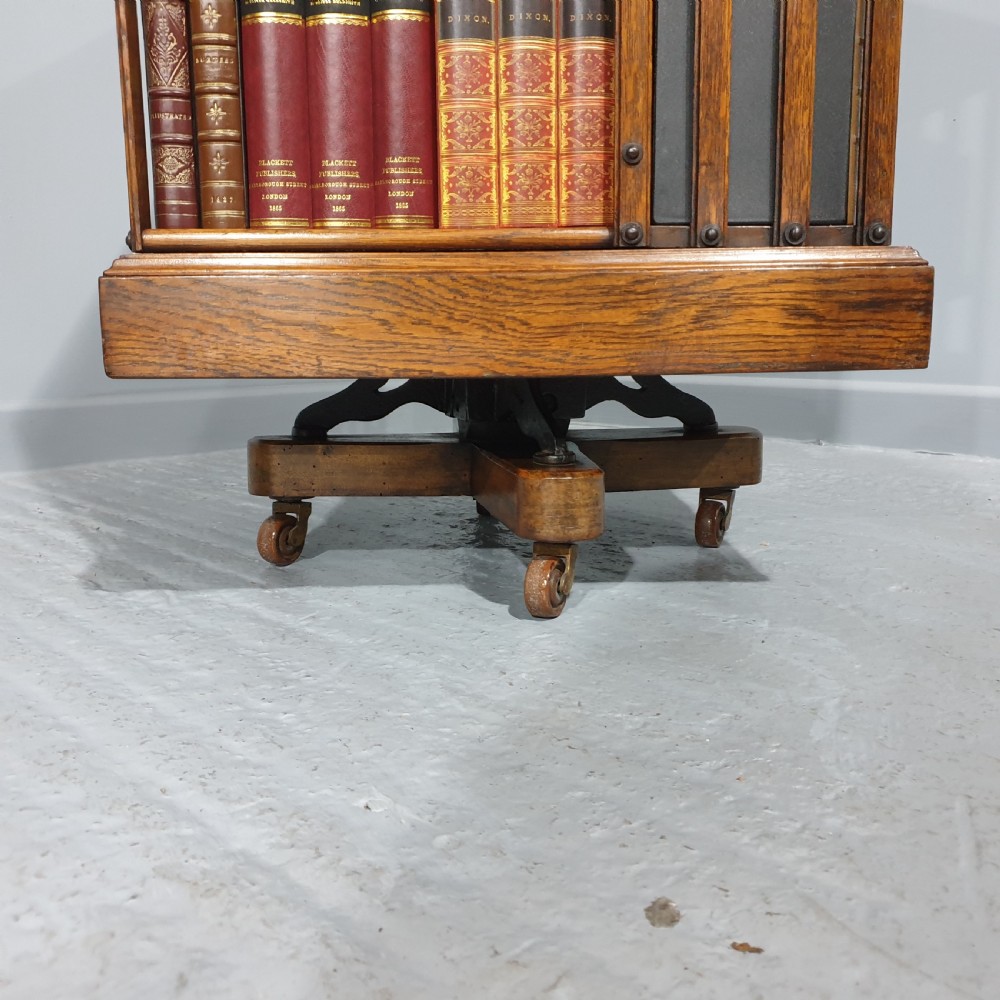 Iron Framed Revolving Oak Bookcase View IV