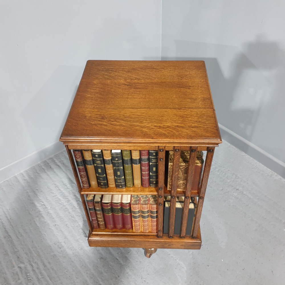 Iron Framed Revolving Oak Bookcase View V