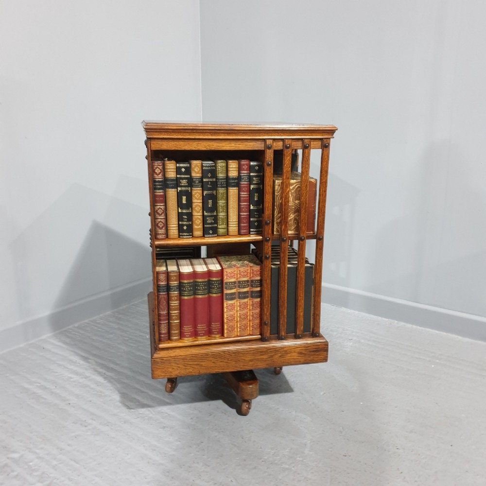 Iron Framed Revolving Oak Bookcase