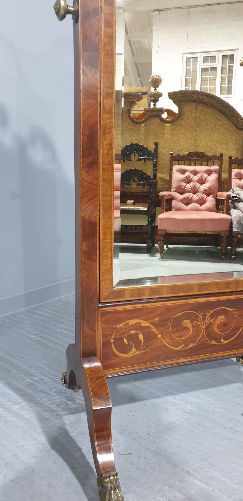 Outstanding Inlaid Cheval Mirror Dublin Maker View VI