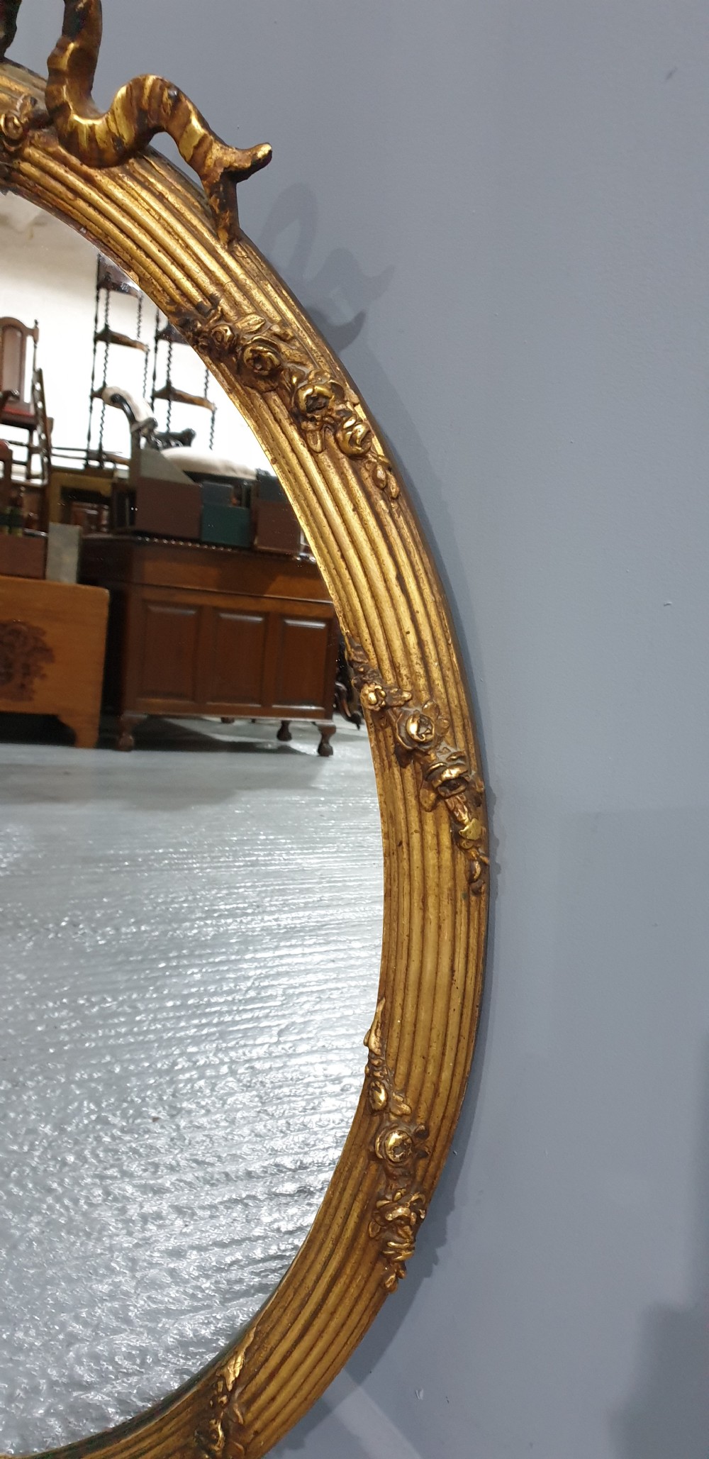 Superb Oval Gilt Mirror View II