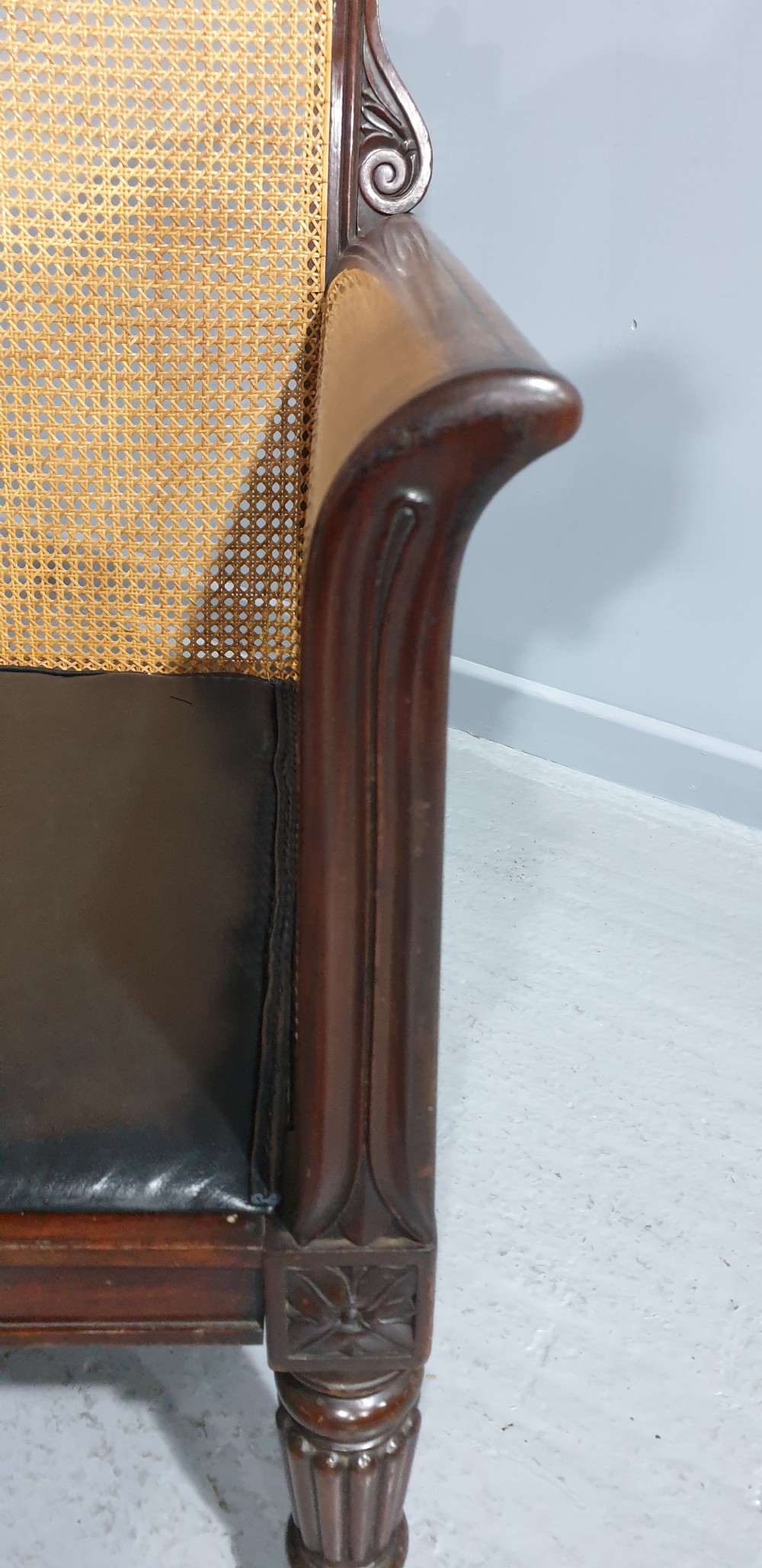 Pair Regency Bergere Library Chairs Attributed to 'Gillows' View XIII
