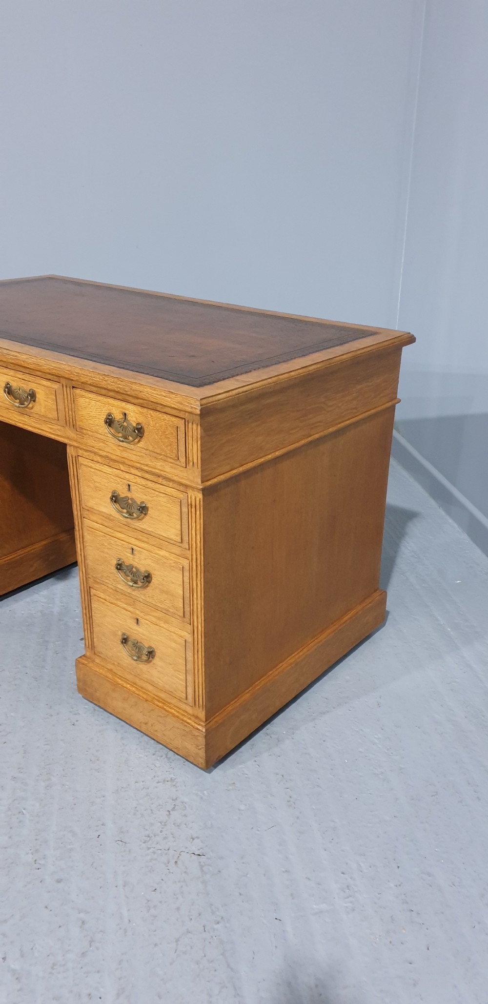 Wonderful  Golden Oak Pedestal Desk View VI