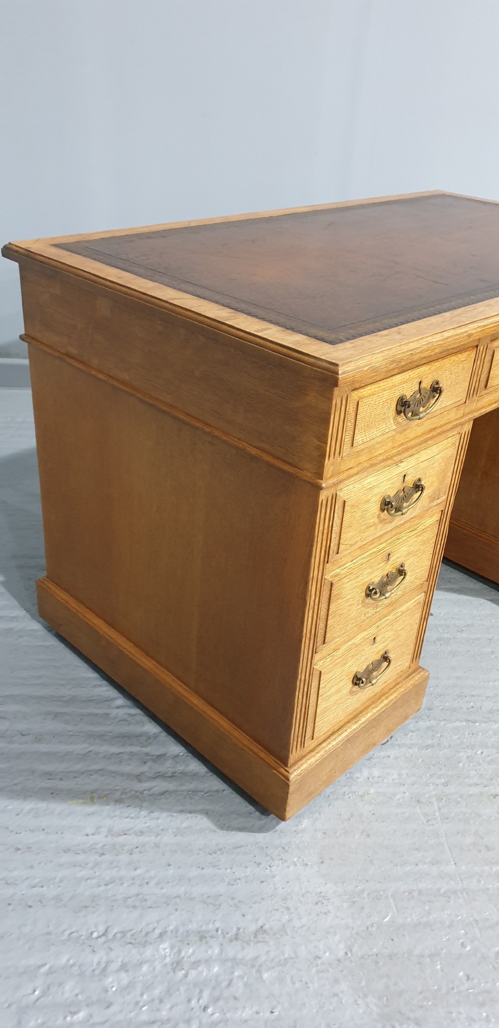 Wonderful  Golden Oak Pedestal Desk View VII