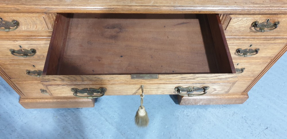 Wonderful  Golden Oak Pedestal Desk View VIII