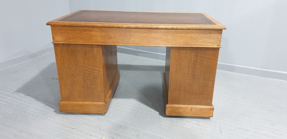 Wonderful  Golden Oak Pedestal Desk View IX