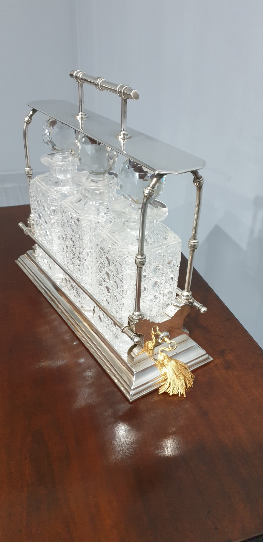 Super Three Bottle Silver Plate Tantalus View II